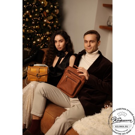  Мужская кожаная сумка "Гектор" (коричневая крейзи)